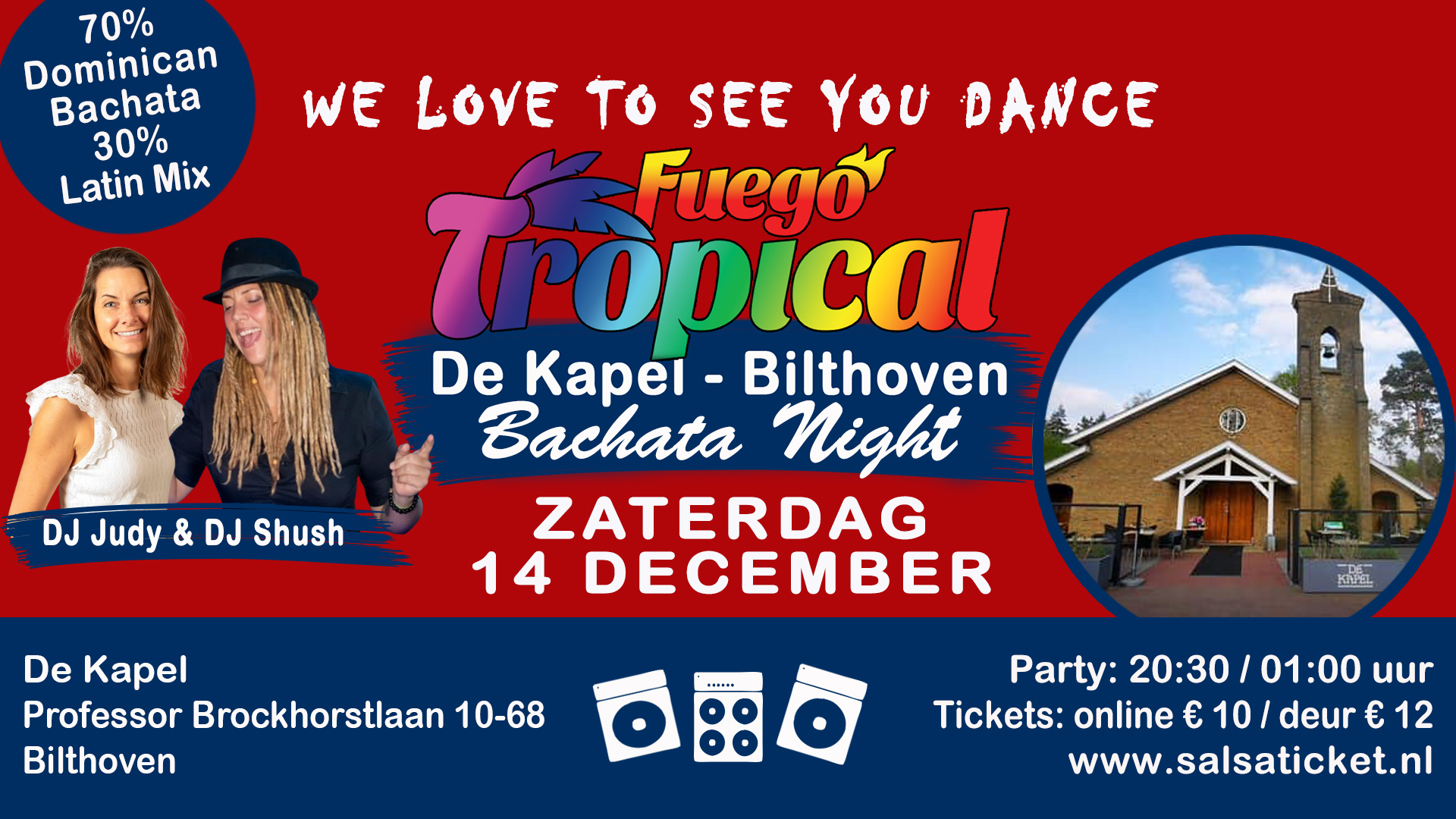 Fuego Tropical Bachata Night in de kapel van Bilthoven header