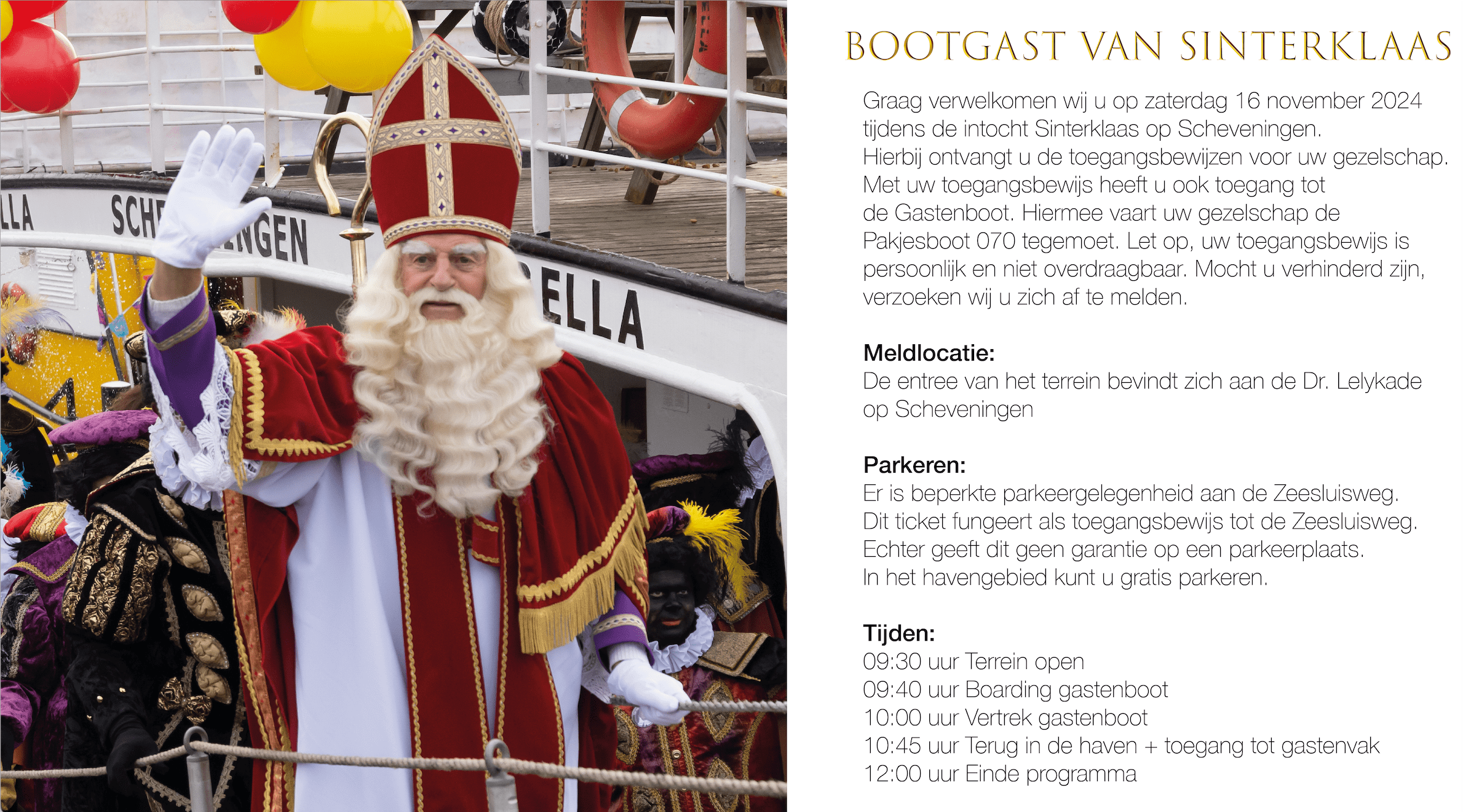 Genodigden Boot - Intocht Sinterklaas in Den Haag header