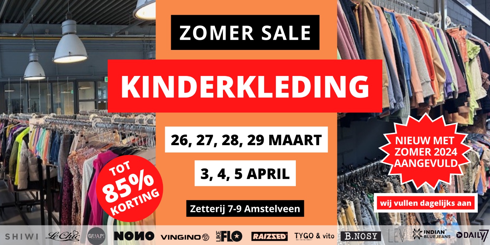 ZOMER Kinderkleding Sale | 26 t/m 29 maart & 3 t/m 5 april header