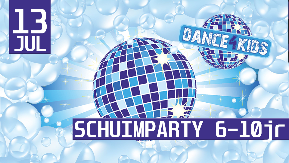 Dance4Kids schuimparty 6-10 jaar header