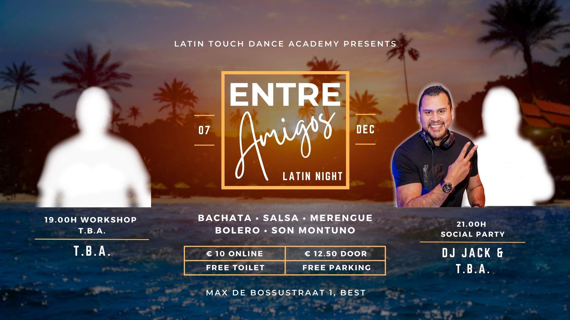 ENTRE AMIGOS LATIN NIGHT | WORKSHOP T.B.A. & SOCIAL WITH DJ JACK EN DJ T.B.A. header