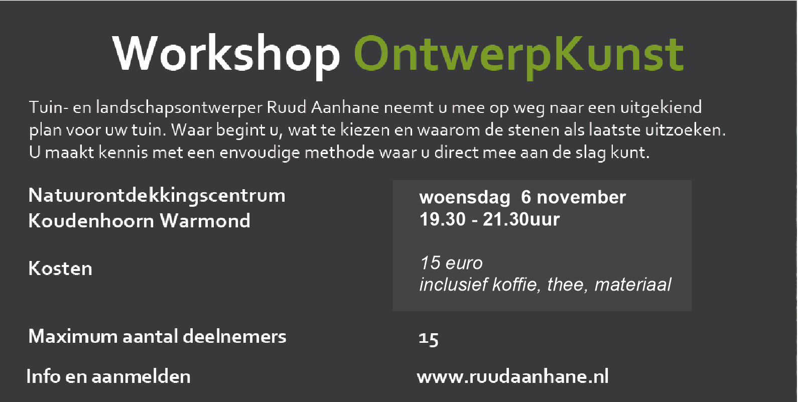 Workshop Ontwerp Tuinkunst header