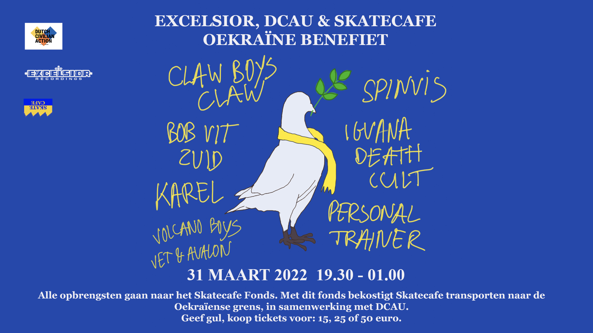 Excelsior, DCAU & Skatecafe Oekraïne benefiet header