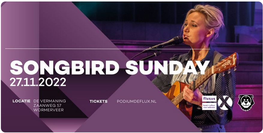 Songbird Sunday, een muzikale zondagmiddag met diverse (lokale) singer-songwriters header